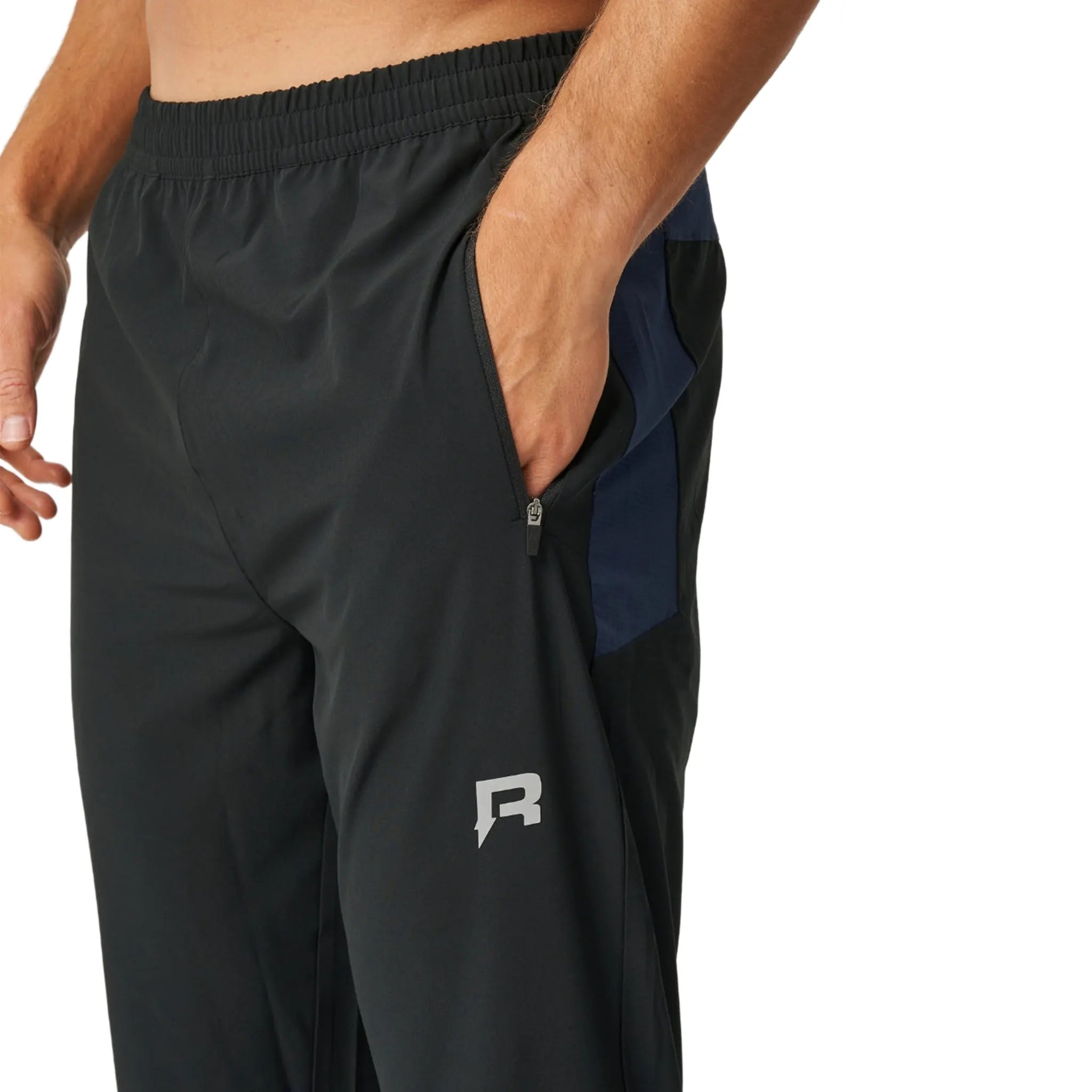 Detailed Front View of Reprimo Nova Black Navy Track Pants REP254-457